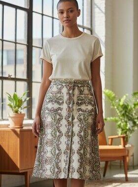 Anthropologie Maeve Kaleidoscope button-front skirt